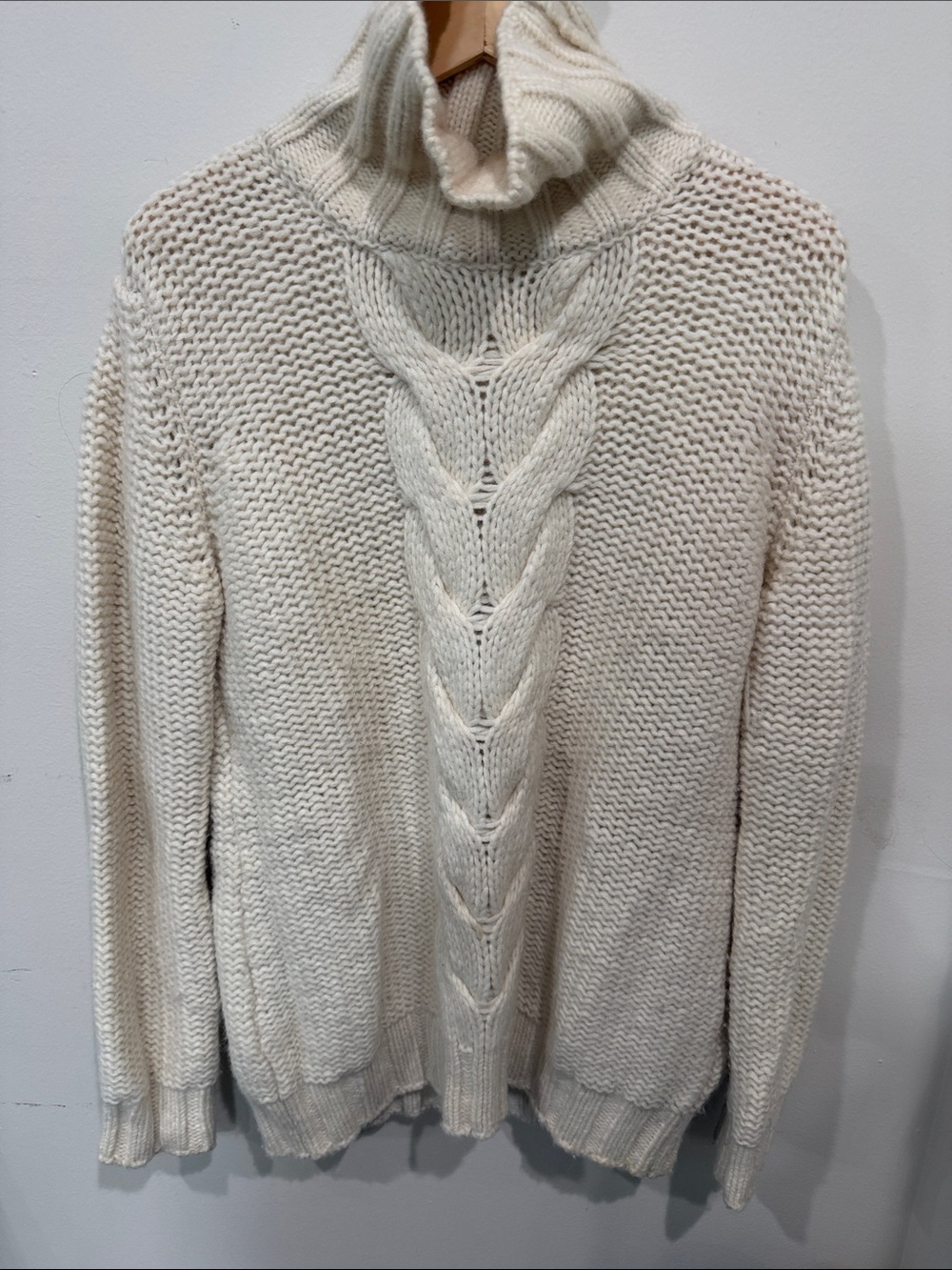 Ag Adriano Goldschmied Cream Cable Turtleneck Sweater
